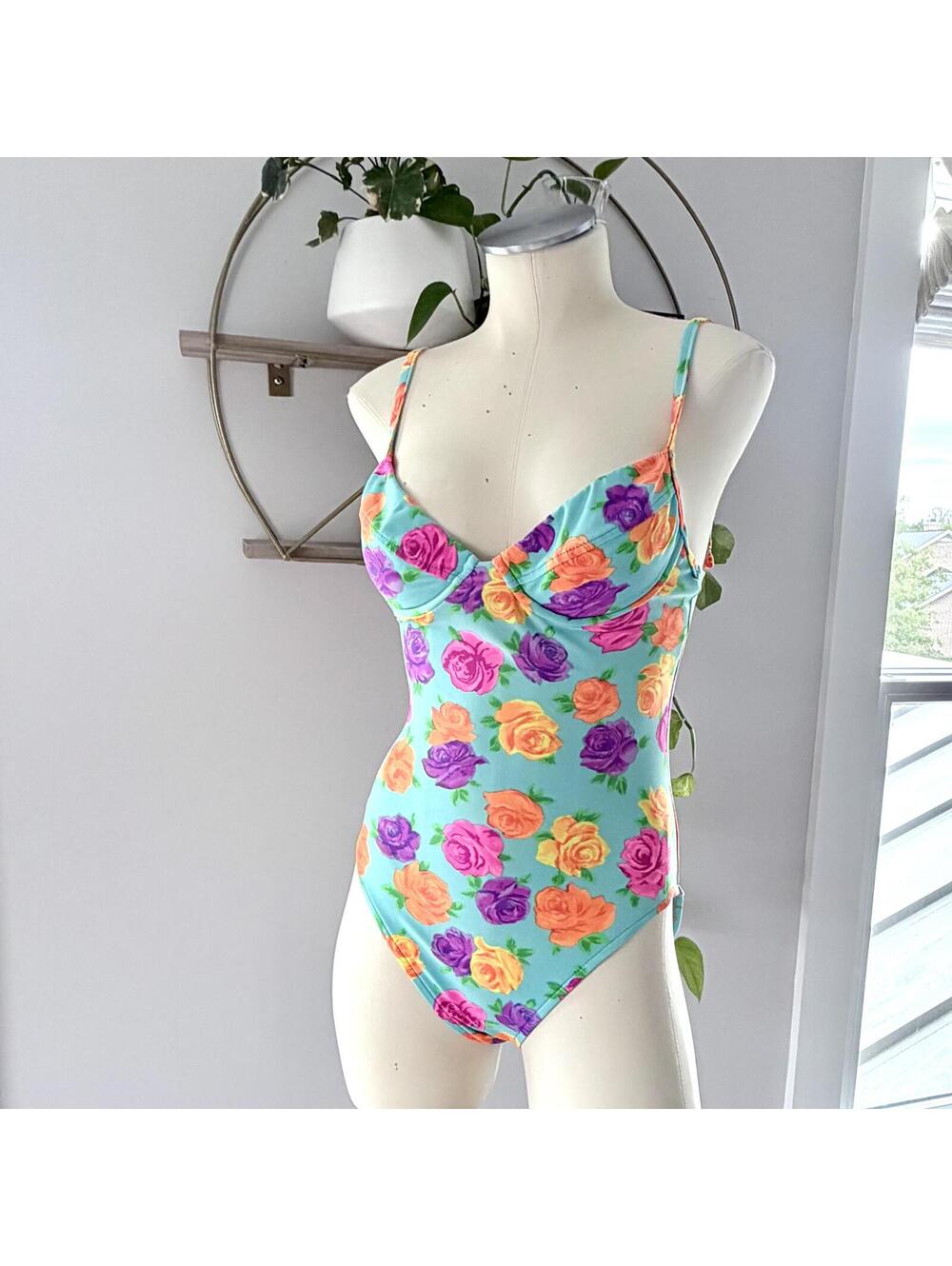 Vintage Rare Victoria's Secret Floral One-Piece Swimsuit Size 8